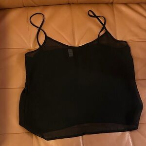 American Apparel Black Sheer-Trim Spaghetti Strap Camisole